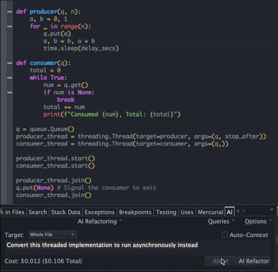 AI refactoring in Wing Pro